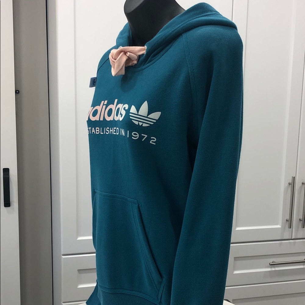 Adidas Women’s Pullover Hoodie - Teal w/ Pink/Lt Blue Logo - Size Small - Picture 6 of 15